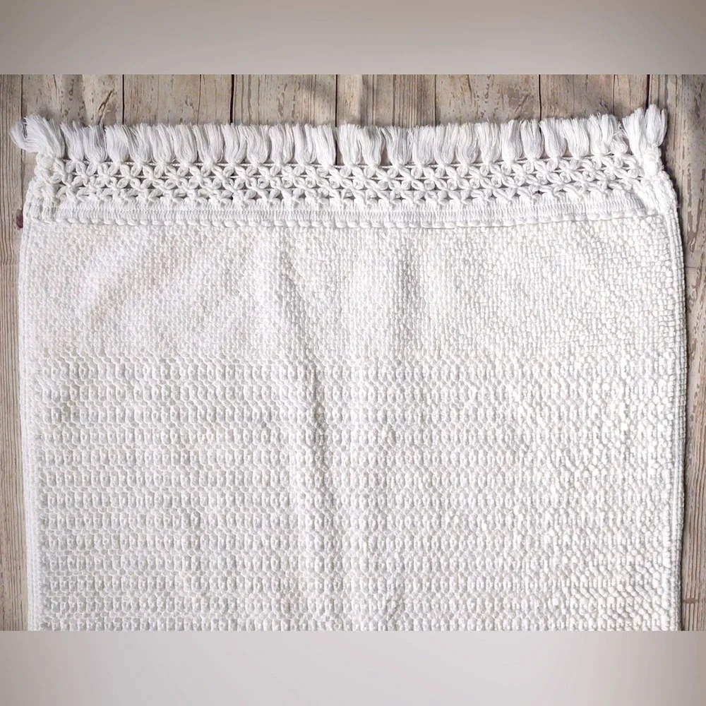🎁Piscatextil Cotton Collection Bath Mat with Embroidery & Tassels (24